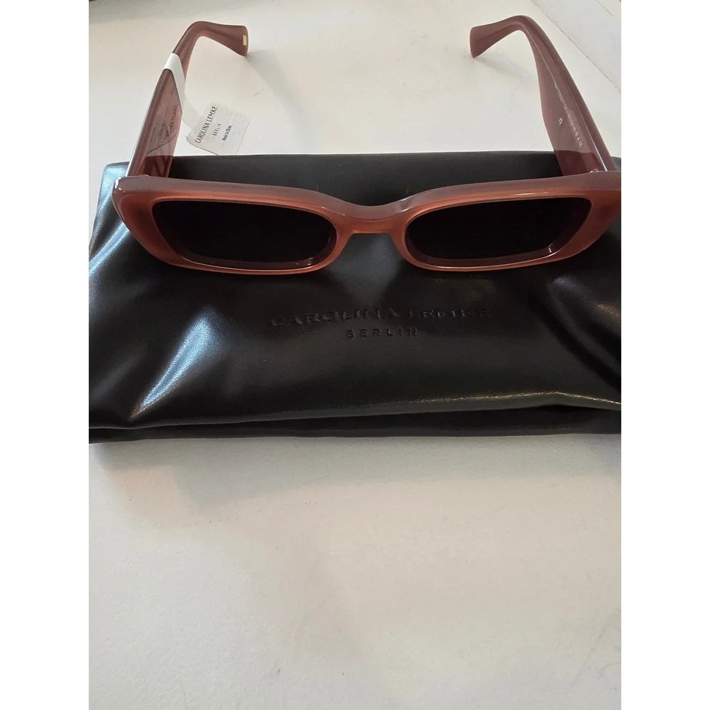 Carolina Lemke Berlin Yves CL9222-7 Mauve Rectangular Sunglasses Women NEW